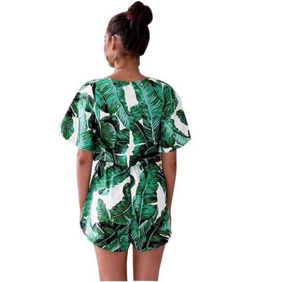Palm Leaf Floral Print Romper - Picture 2 of 4